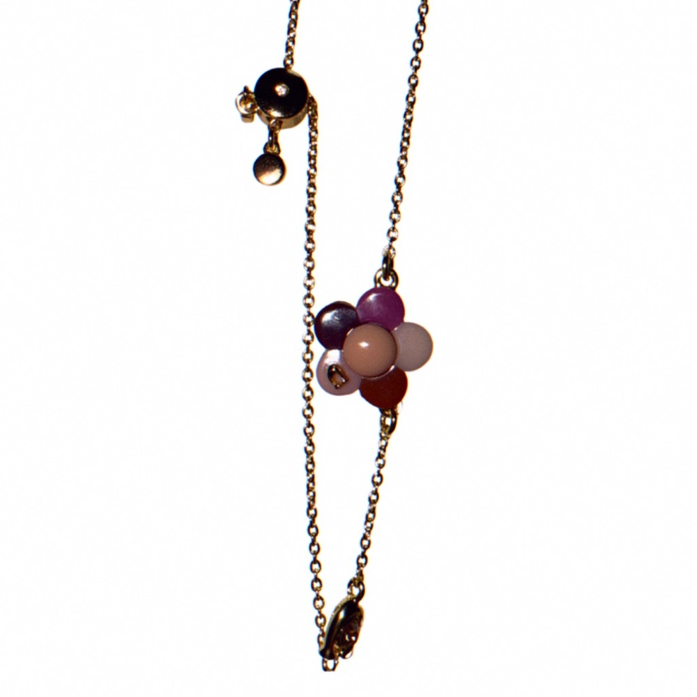 Coach Enamel Pink Multicolor Flower Charm Slider Bracelet
